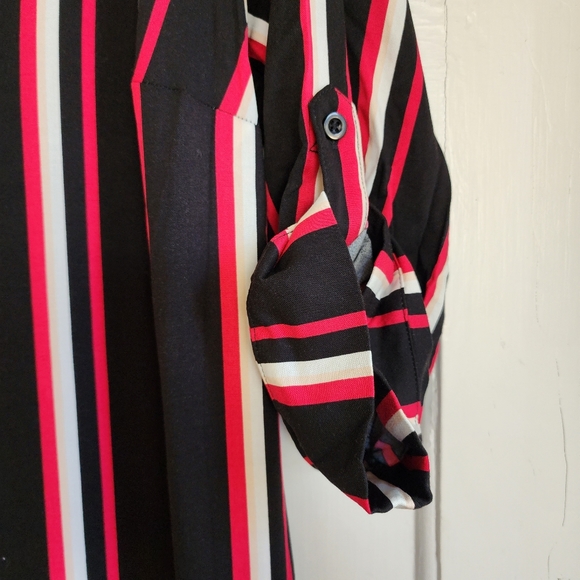 Torrid Black Striped Belted Midi Dress, Sz 1x - Picture 8 of 13